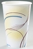 A Picture of product 100-318 Symphony Treated-Paper Cold Cups, 12 oz, White/Beige/Red, 100/Bag, 20 Bags/Case