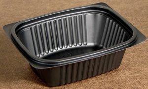 ClearView® Micromax® Containers.  12 oz. Black Tray.  5-15/16" x 4-15/16" x 2-1/6".