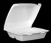 A Picture of product 217-105 Foam Hinged Lid Container.  3-Compartment.  8.4" L x 7.9" W x 3.3" H.  White Color.  100 Containers/Sleeve.