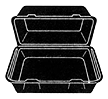 Premier® Foam Hinged Lid Containers. Large 1-Compartment Container. 9" x 9" x 3-3/8". Black Color.