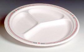 Huhtamaki 21040 SAVADAY® Round 5-Compartment Molded Fiber Cafeteria Trays.  10.5 in. 250 count.