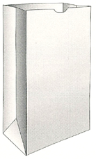 Grocery Sack.  White Color.  1/6 Barrel.  12" x 7" x 17".  60 lb. Kraft Paper.