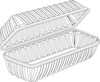A Picture of product 329-405 Showtime® Clear Hinged Lid Containers.  Hoagie Container.  9.9" L x 5.1" W x 3.5" H.  100 Containers/Sleeve.