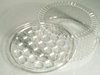 A Picture of product 329-456 DisplayCake® Round Cake Tray with Dome Lid.  8" Diameter, 1-2 Layer Cake.  Clear Base, Clear Dome.