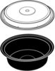 A Picture of product 329-712 CONT 32OZ BLACK ROUND COMBO. MICROWAVEABLE BLACK W/ CLEAR LID 7 ROUND.