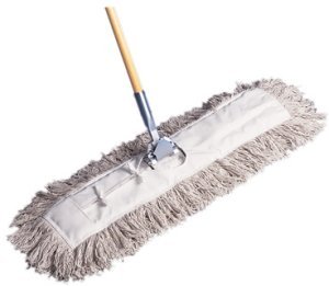 Dust Mop.  Cut End.  Cotton Hygrade Industrial.  3" x 36".  Keyhole Construction with Ties.
