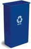 A Picture of product 561-119 Wall Hugger™ Recycling Receptacle.  23 Gallon.  11-1/2" x 19-3/4" x 30-1/2" Tall.  Blue Color with Recycle Logo.