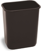A Picture of product 561-121 Rectangular Commercial Plastic Wastebasket.  28 Quart.  10-1/2" x 14-1/2" x 15" Tall.  Brown Color.
