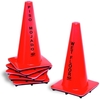 A Picture of product 595-102 Caution Cone.  Printed "Wet Floor" in English and Spanish.  18" Tall.  Orange Color.