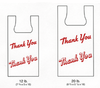 A Picture of product 705-197 Plas-T-Sak High Density T-Shirt Bag.  12 lb.  White, Printed "Thank You".  7-3/4" x 5" x 15".