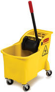 Tandem™ Bucket and Wringer Combo.  31 Quart Bucket.  22-5/8" x 13-1/4" x 32-1/4" (H).  Accepts up to 24 oz. mops.. Yellow Color.