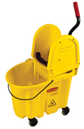 WaveBrake® Bucket and Down Press Wringer Combo.  35 Quart Bucket.  20.1" x 15.7" x 36-1/2" (H).  Yellow Color.