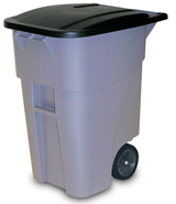 Rubbermaid® Commercial Square Brute® Rollout Container,  Square, Plastic, 50gal, Gray