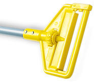 Invader® Side Gate Wet Mop Handle.  Large Yellow Plastic Head.  60" Gray Aluminum Handle.  Use with narrow headband mops.. Yellow Head, Gray Handle Color.