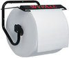 A Picture of product 964-216 WYPALL* Jumbo Wall Mount Wiper Dispenser.  16.75" x 8.75" x 10.75".  Black Color.  Metal with Trash Bag Attachment.