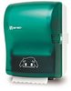 A Picture of product 974-749 Silhouette® OptiServ™ Hands-Free Controlled-Use Roll Towel Dispenser.  Green Translucent.