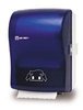 A Picture of product 974-173 Silhouette® OptiServ™ Hands-Free Controlled-Use Roll Towel Dispenser.  Blue Translucent.