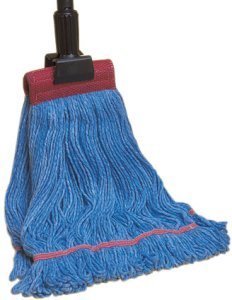 O'Dell 4000 Series Looped-End Wet Mop with Green Narrow 1 inch Mesh Band. Medium. Blue.