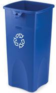 Untouchable® Square Recycling Container.  23 Gallon.  16-1/2" x 15-1/2" x 30.9".  Blue Color.