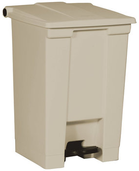 Step-On Container.  12 Gallon.  16-1/4" x 15-3/4" x 23-5/8".  Beige Color.