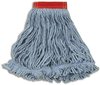 A Picture of product 970-759 Super Stitch® Blend Mop.  Looped End.  Large.  Cotton/Synthetic Blend.  5" Red Headband.  Blue Color.