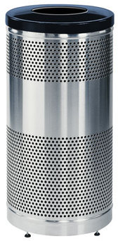 Classics Drop Top Receptacle with Leg Levelers.  25 Gallon.  18" Diameter x 35-1/2" Height.  Stainless Steel.