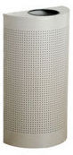 Designer Line™ Silhouettes Half Round Trash Receptacle with Open Top. 12 Gallon. 9" Diameter x 32" Height. Silver Metallic Color.