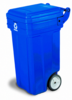 A Picture of product 562-183 Tilt-N'-Wheel™ Recycling Receptacle with Hinged Lid.  50 Gallon.  23" x 27-1/4" x 41".  Blue Color.