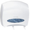 A Picture of product 967-629 Kimberly Clark Professional JRT Jr. Escort Jumbo Roll Bathroom Tissue Dispenser with Stub Roll. White. 16" W x 14.13" H x 5.75" D.