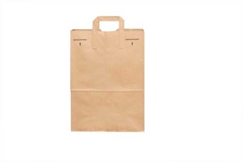 Paper Bag with Handles. 70#.  12" x 7" x 17". Natural Kraft Paper. 1/6 Barrel Size.  300 Bags/Case.