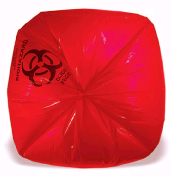 Can Liner.  40" x 48".  40 - 45 Gallon.  16 Micron.  Red, Printed "Infectious Waste".