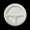 A Picture of product 240-205 Molded Fiber Tableware.  9" Plate.  3-Compartment.  White Color.  Compostable.