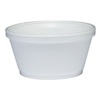 A Picture of product 107-412 Round Foam Food Containers.  8 oz Squat.  White Color.  50 Cups/Sleeve.
