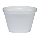 Round Foam Food Containers.  6 oz Squat.  White Color.  50 Containers/Sleeve, 1,000/Case