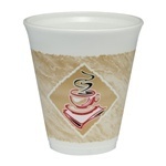 Foam Cup.  12 oz.  Café G™ Design.  20 Cups/Sleeve.