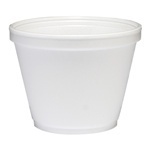Round Foam Food Containers.  12 oz Squat.  White Color.  25 Containers/Sleeve.