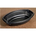 ClearView® Micromax® Oval Containers. 12 oz. Black Oval Casserole. 7-7/8" x 5-1/4" x 2-1/4".