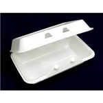 SmartLock® Foam Hinged Lid Containers. White Medium Carry-Out Container. 8-3/4" x 5-1/2" x 3".