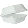 A Picture of product 217-206 Foam Hinged Lid Container.  Single Compartment.  5.9" L x 6.0" W x 3.0" H.  White Color.  125 Containers/Sleeve, 500/Case.