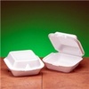 A Picture of product 217-715 Snap It Foam Hinged Container.  Jumbo Sandwich Size.  6.38" x 6.44" x 2.94".  White Color.  125 Containers/Sleeve.