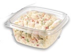 BOWL 32OZ SQUARE CLEAR. APET BASE ONLY SALAD CONTAINER.