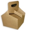A Picture of product 218-400 Drink Carrier with Handle.  4 Cups, up to 24 oz.  6-1/2" x 6-1/4" x 9".  Kraft, 250/Case