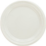 Famous Service® Plastic Dinnerware.  6" Diameter Plate.  Single Compartment.  White Color.  125 Plates/Sleeve.