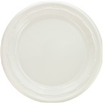 Famous Service® Plastic Dinnerware.  10-1/4" Diameter Plate.  White Color.  125 Plates/Sleeve.