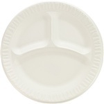 Concorde® Non-Laminated Foam Plate.  9" Compartmented Plate.  White Color.  125 Plates/Sleeve.