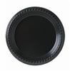 A Picture of product 241-398 Party Plastic Dinnerware.  7.25"  Diameter Plate.  Black Color.  25 Plates/Sleeve, 1,000 Plates/Case.