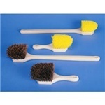 Utility Scrub Brush.  White Tampico.  8.5" Handle.  Good general cleaning brush for institutional and commercial settings.