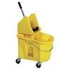 A Picture of product 534-111 Splash Guard™ Down-Press Wringer and Bucket Combo.  35 Quart Bucket.  Bronze Color.  3" Non-Marking Gray Casters.