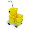 A Picture of product 534-116 Tuff Combo™ Bucket with Side Press Wringer.  26 Quart Bucket.  Yellow Color.  3" non-marking grey casters