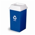 Swingline™ Recycling Receptacle.  25 Gallon.  16-1/2" x 16-1/2" x 26-7/8".  Blue Color.